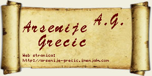 Arsenije Grečić vizit kartica